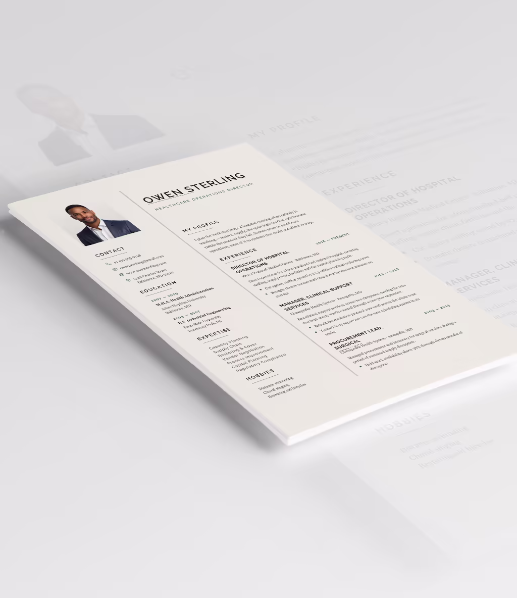 Cepheus resume template angled mockup