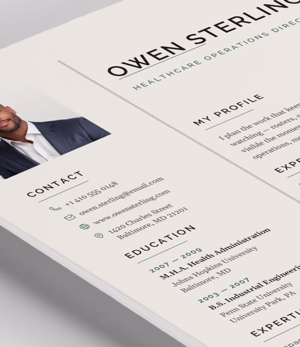 Cepheus resume template content detail