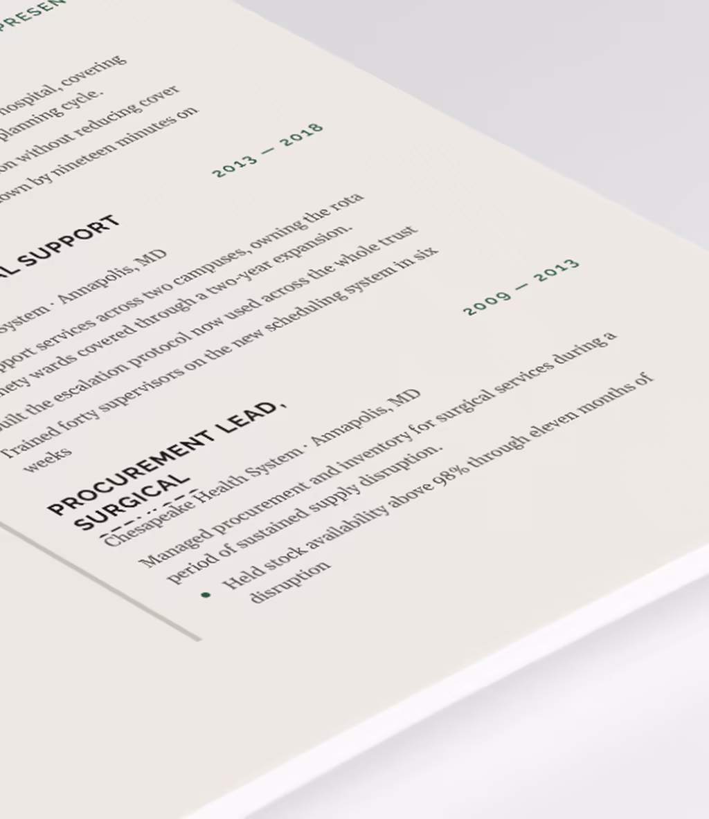 Cepheus resume template experience detail