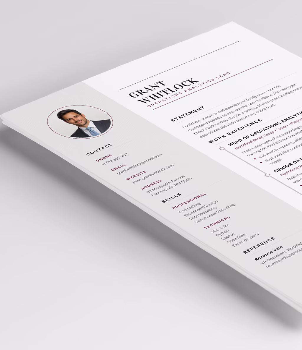 Cetus resume template header detail