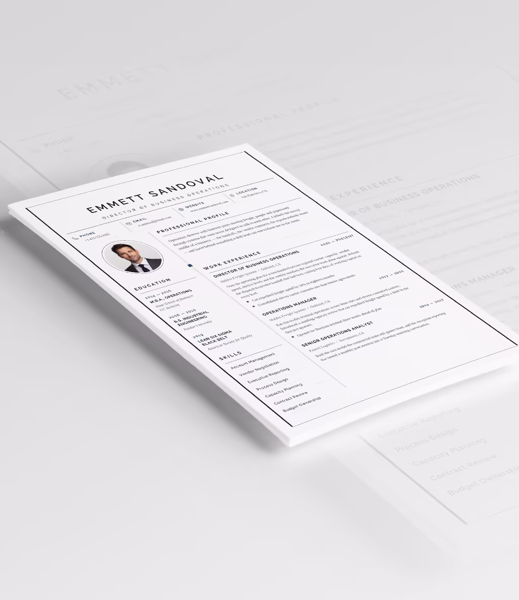 Corvus resume template angled mockup