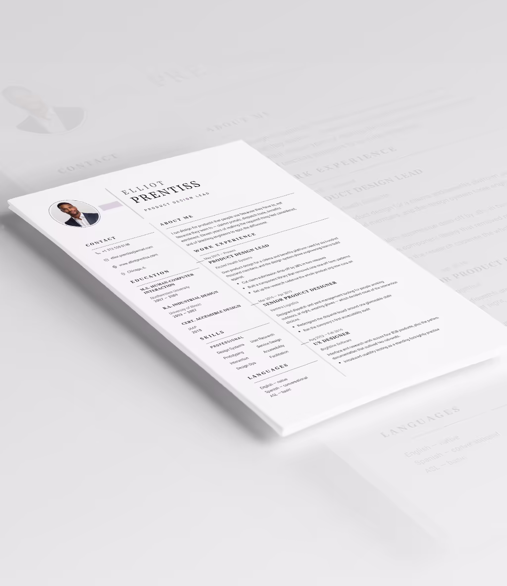 Cygnus resume template angled mockup