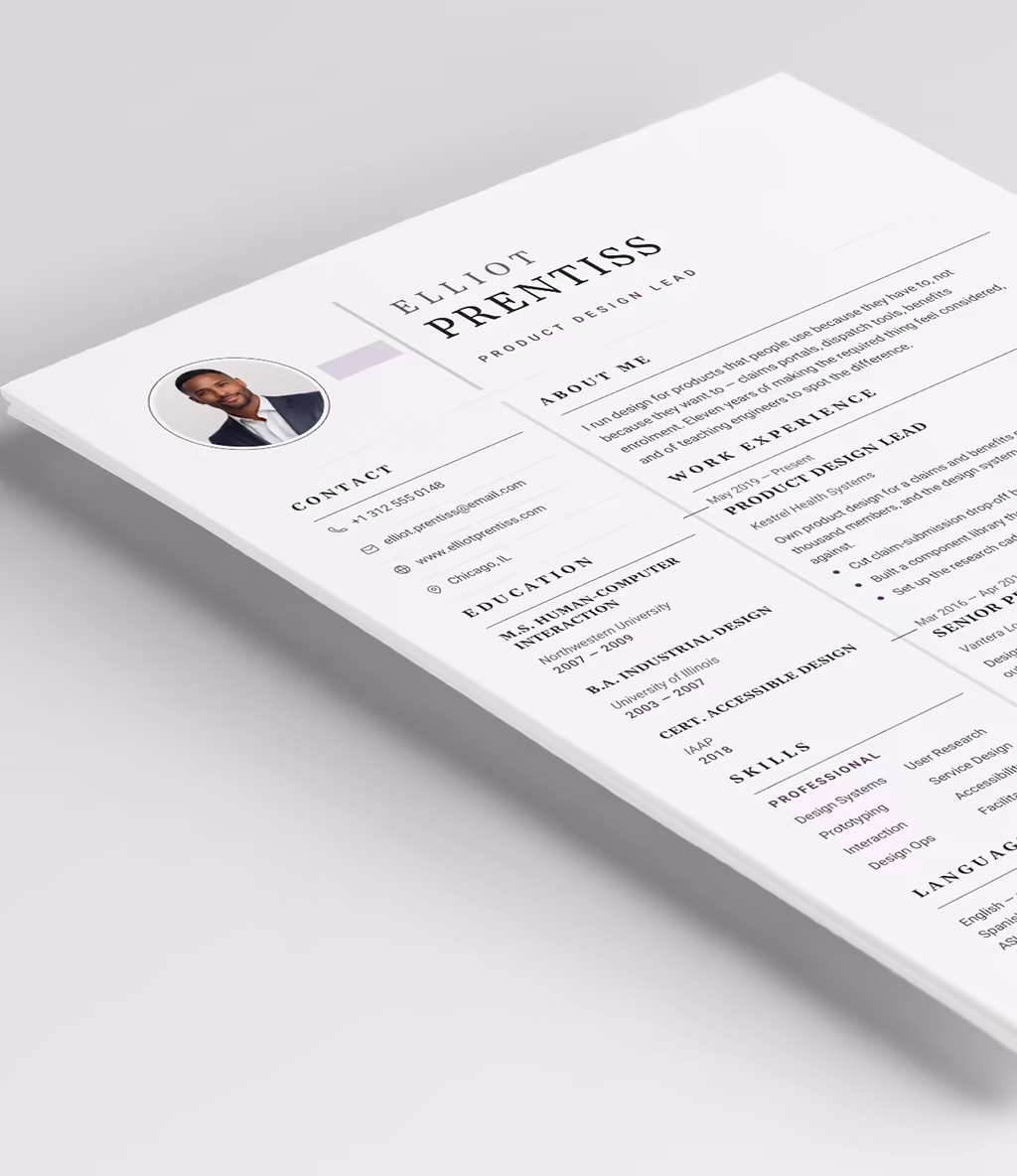 Cygnus resume template header detail