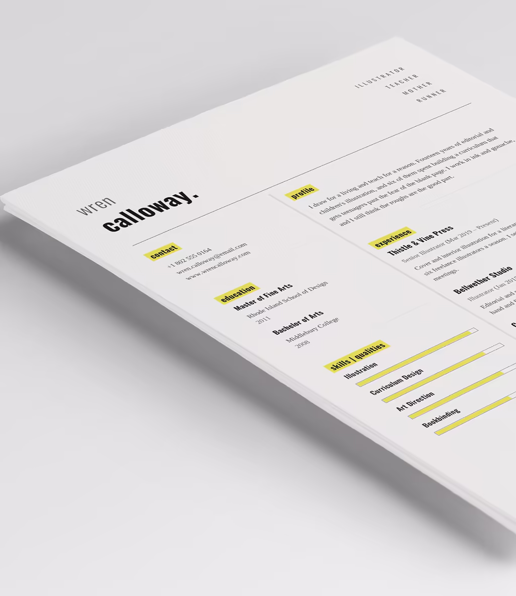 Dorado resume template header detail