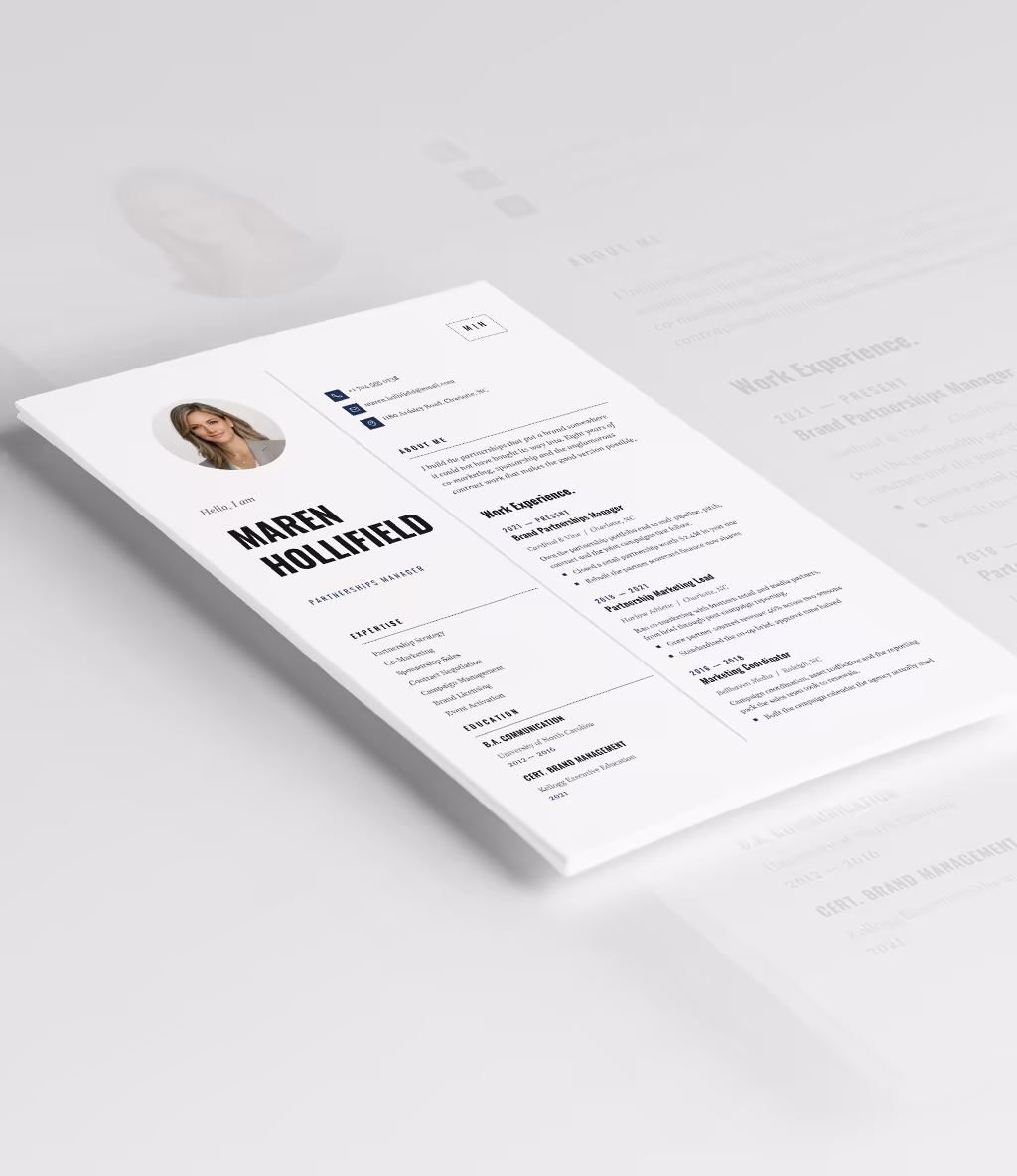 Equuleus resume template angled mockup