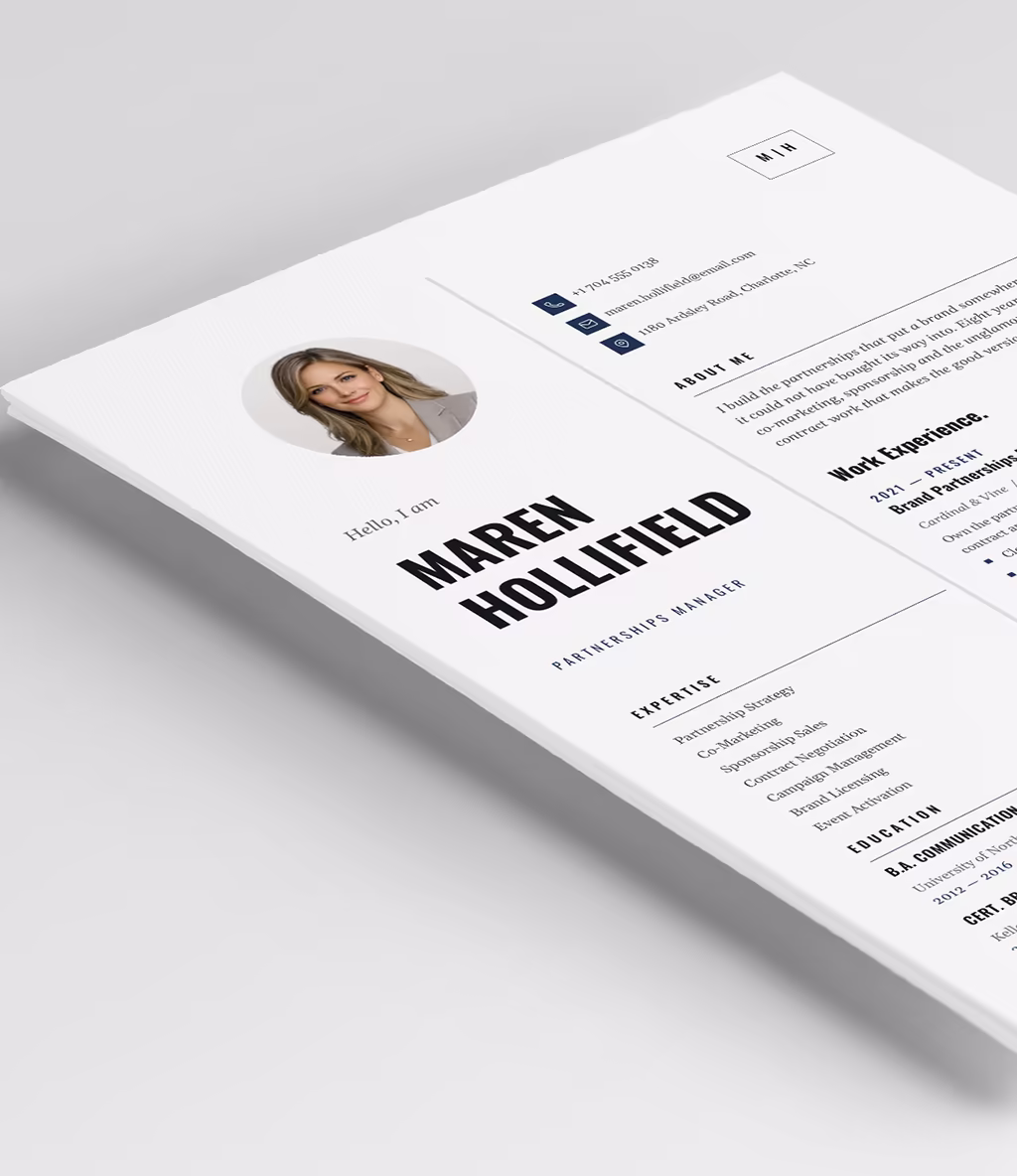 Equuleus resume template header detail