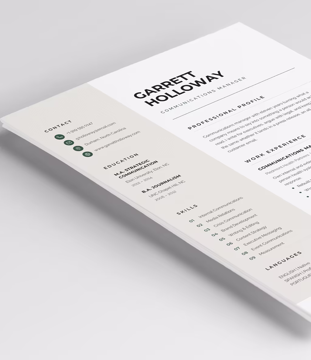 Fornax resume template header detail