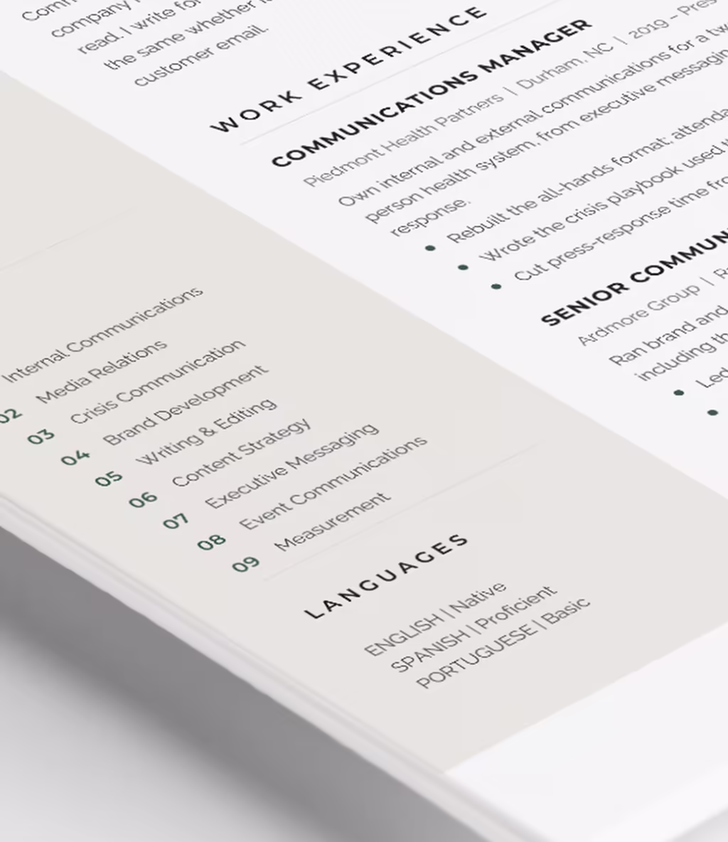 Fornax resume template skills detail