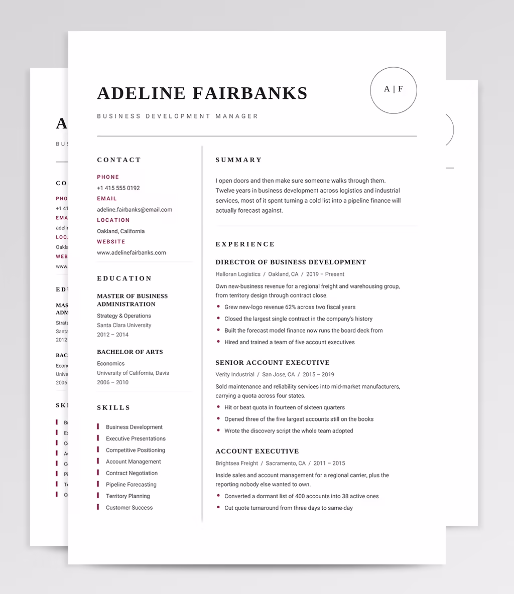 Grus resume template overview