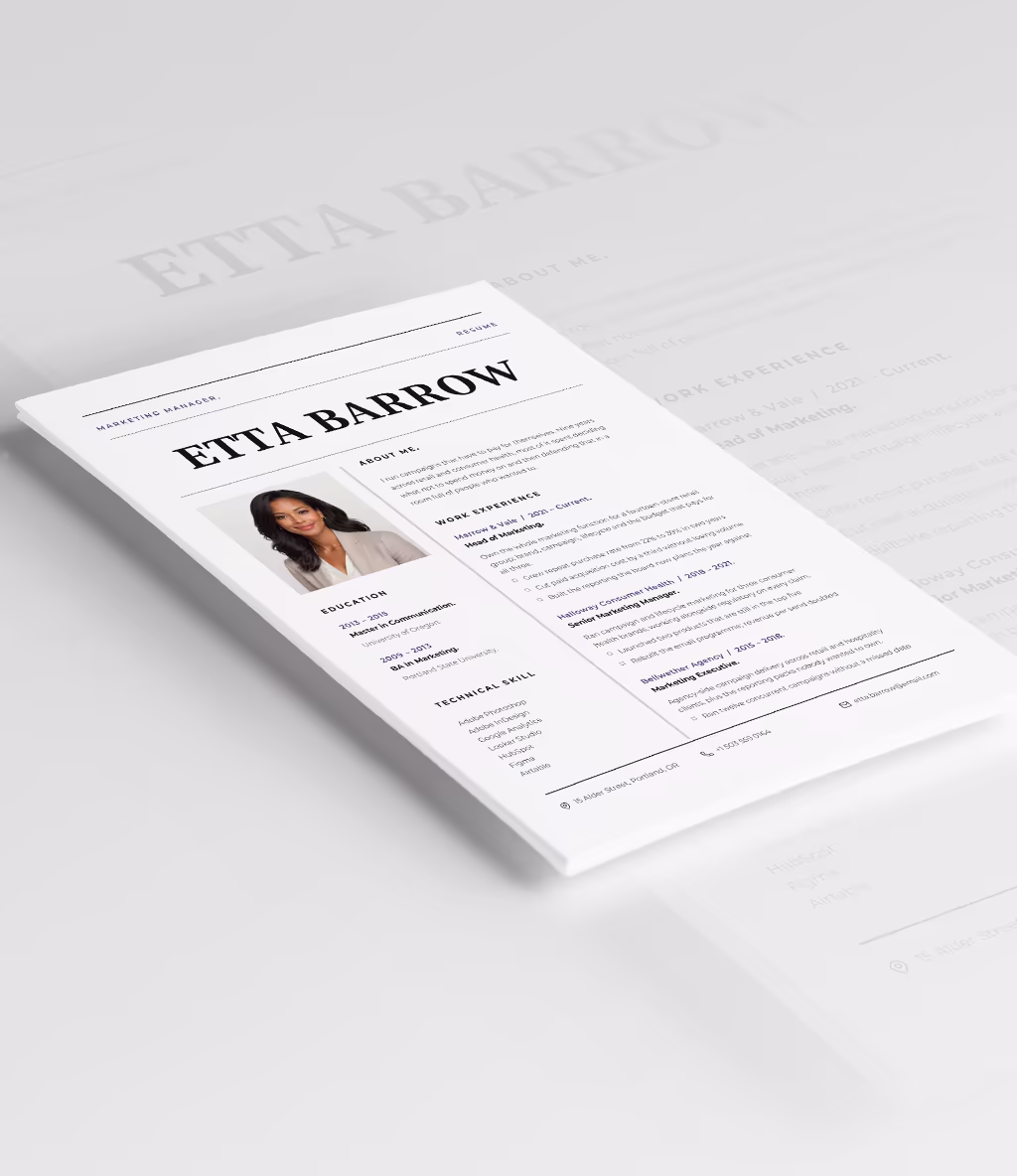 Hercules resume template angled mockup