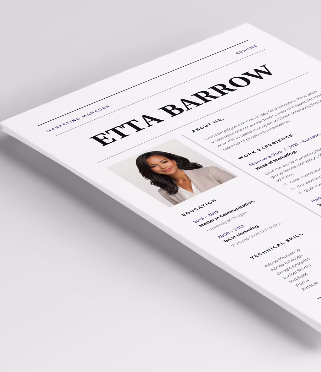 Hercules resume template header detail