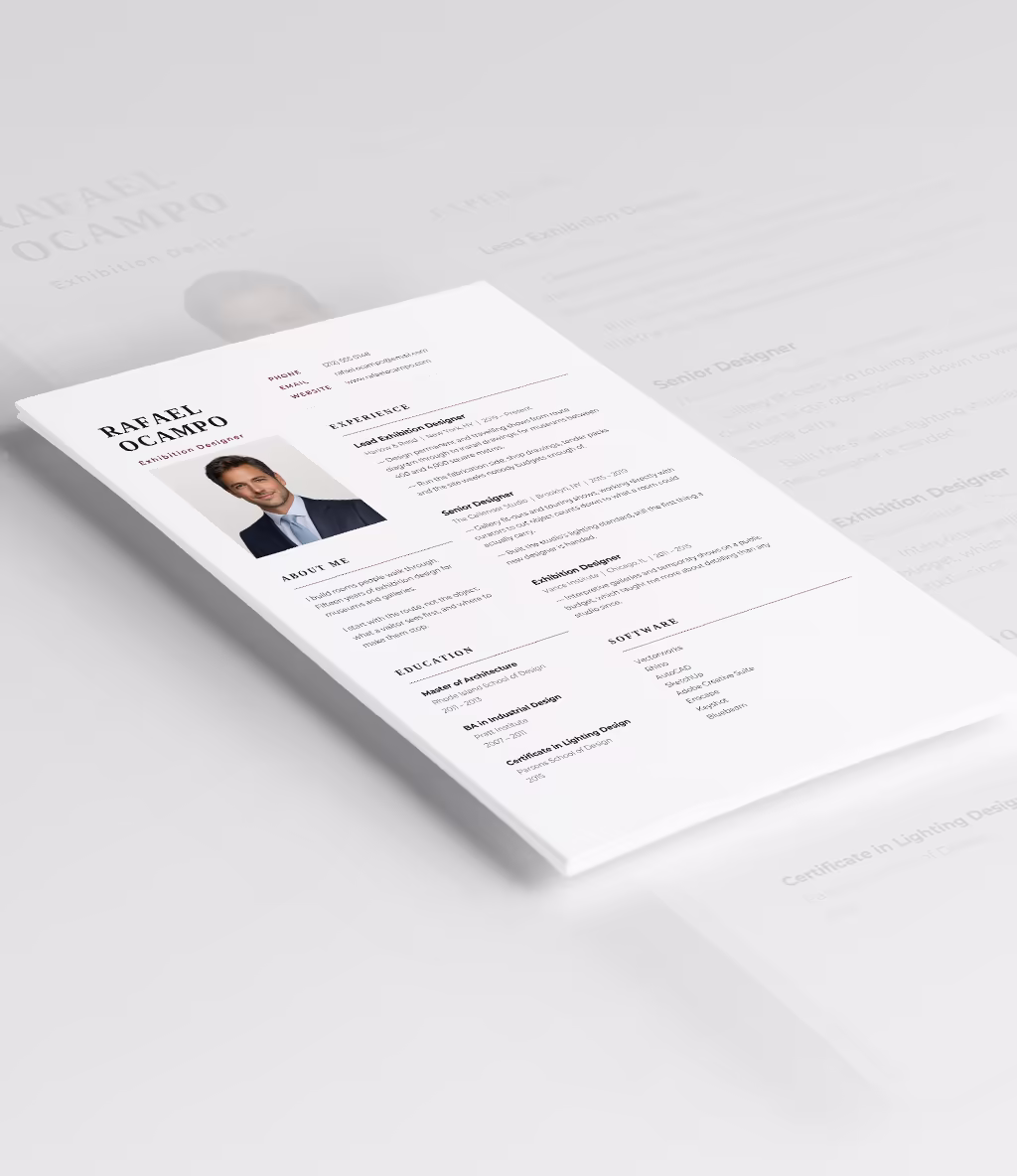 Hydra resume template angled mockup