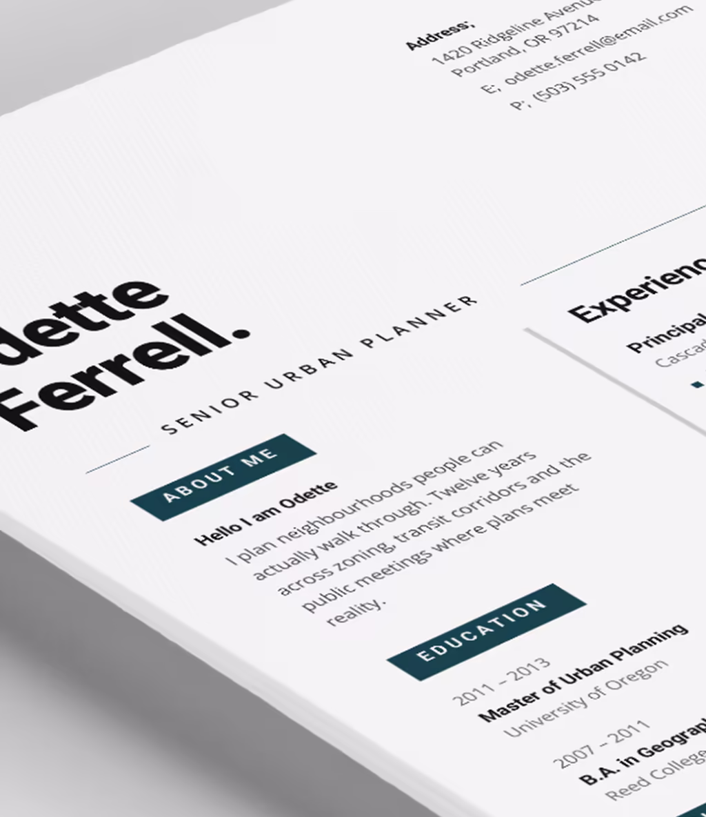 Indus resume template content detail