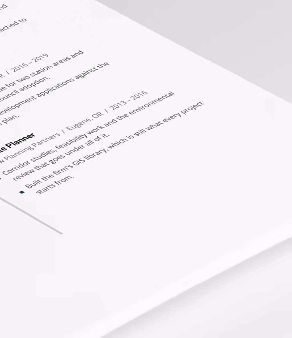 Indus resume template experience detail