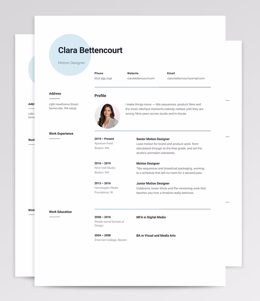 Pavo resume template overview