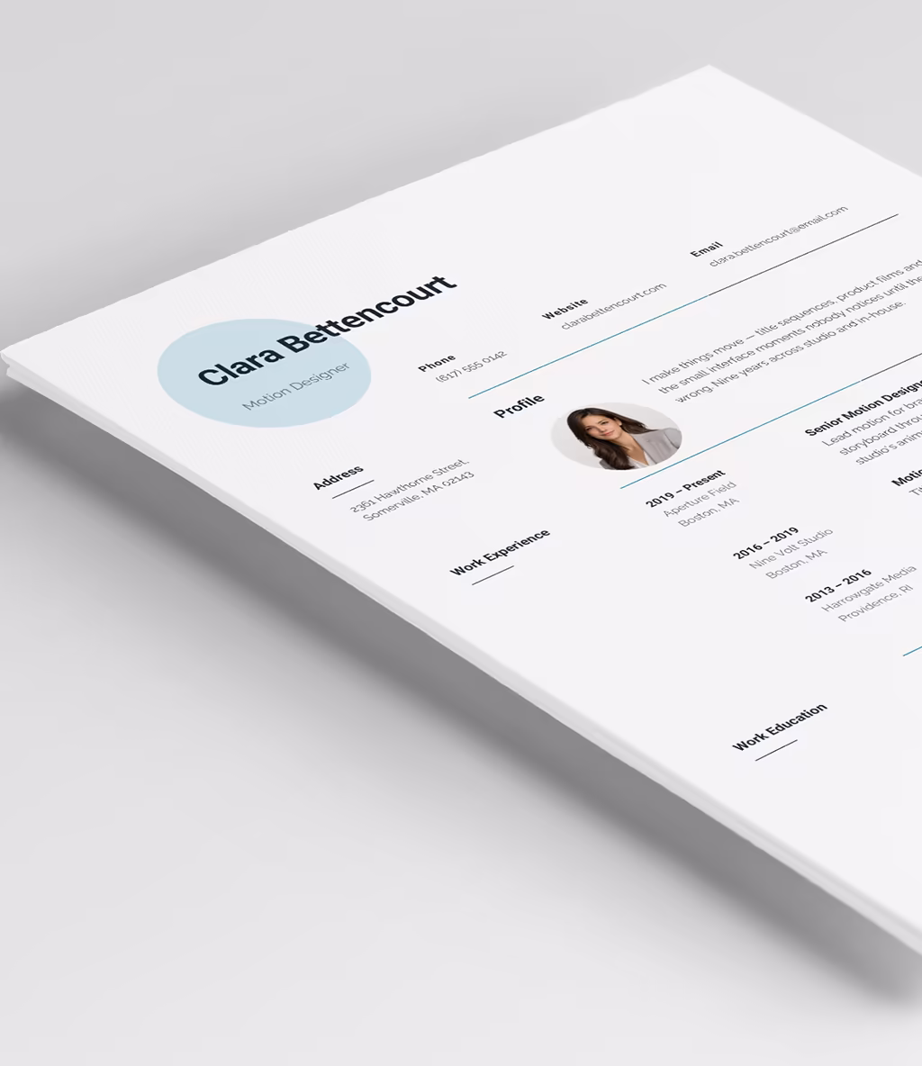 Pavo resume template header detail