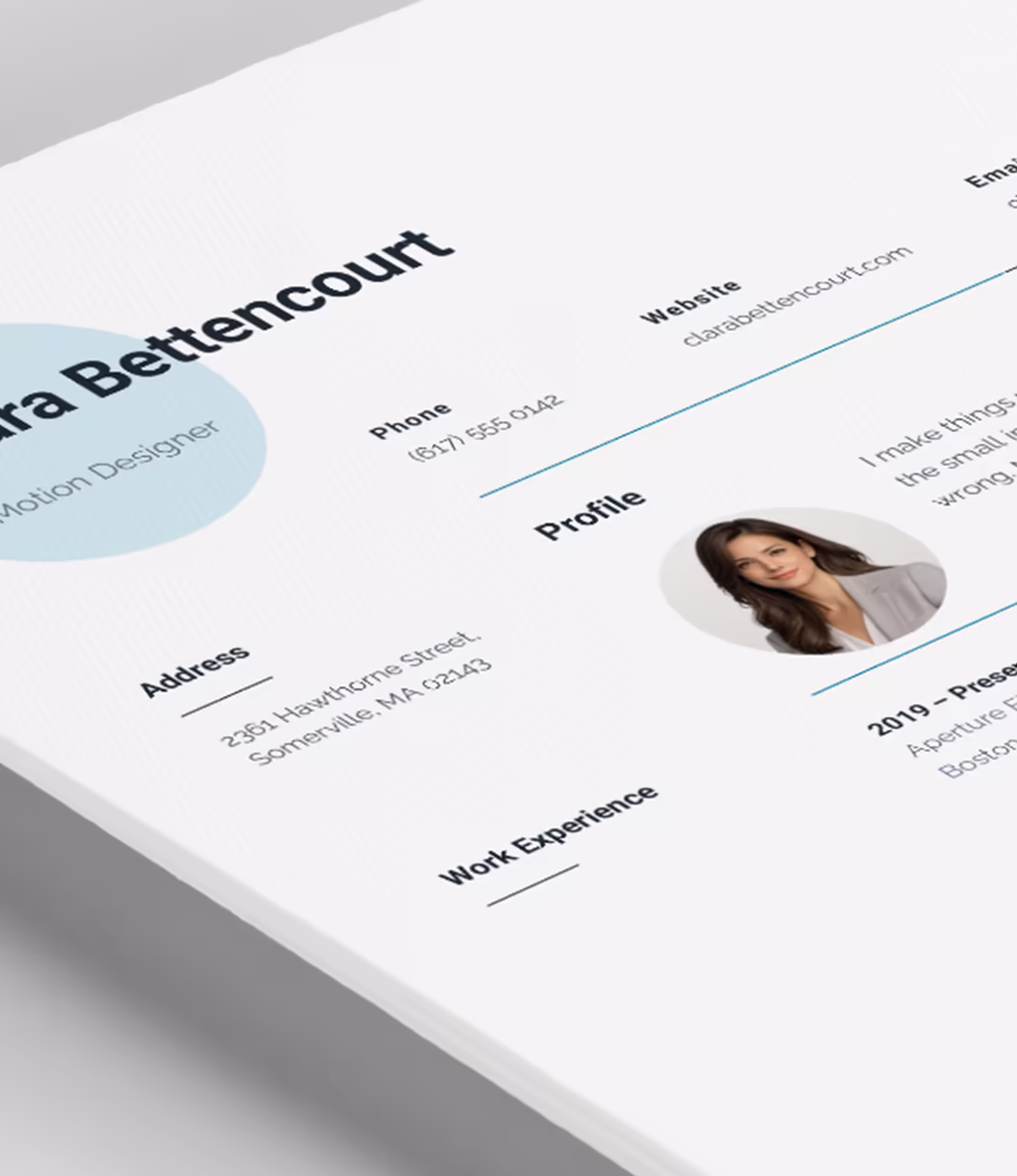 Pavo resume template content detail