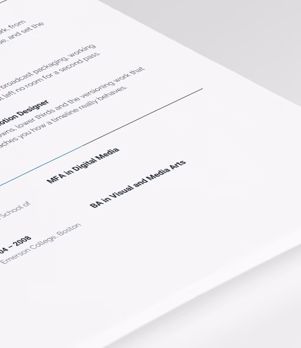 Pavo resume template experience detail