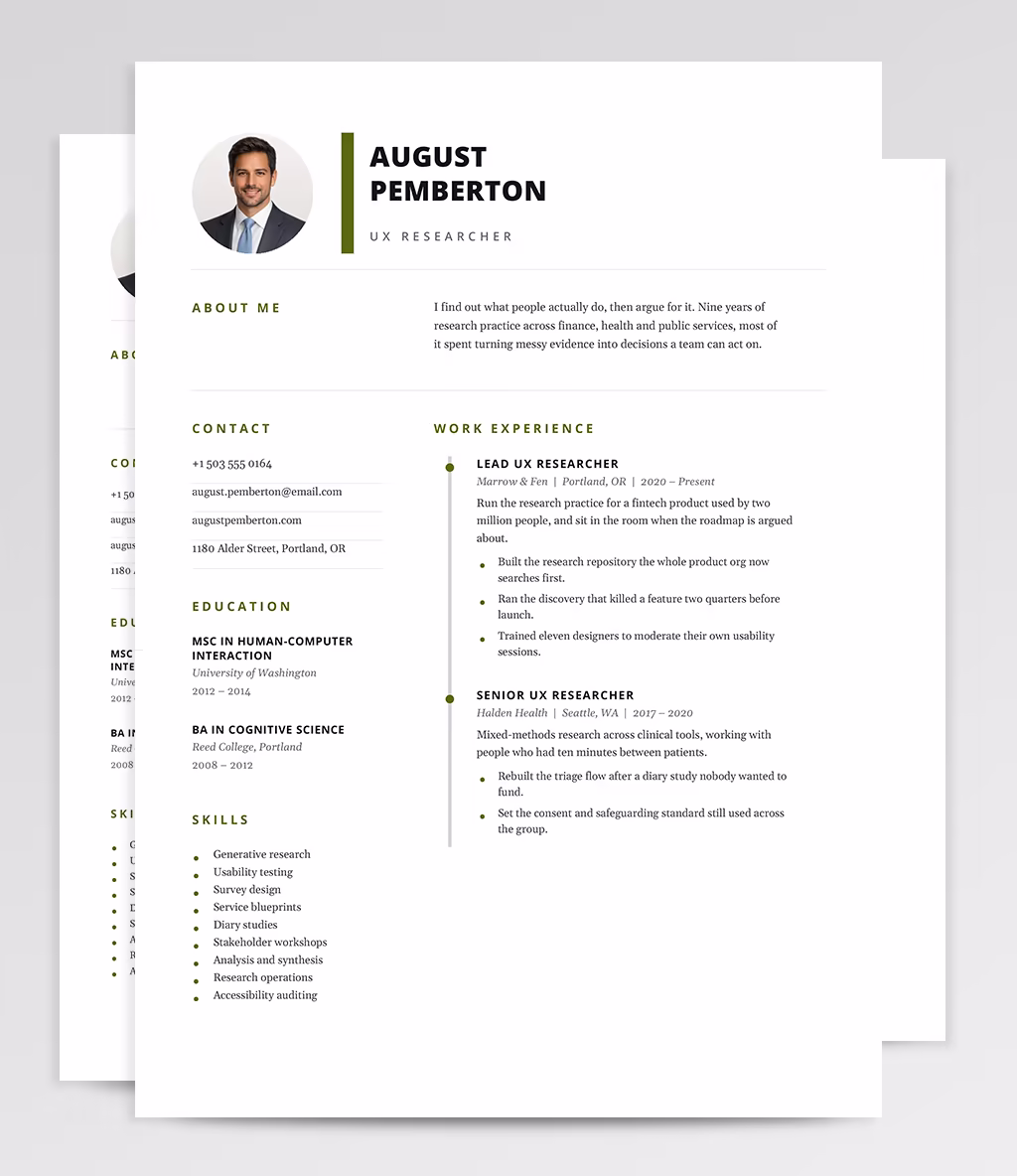 Pegasus resume template overview